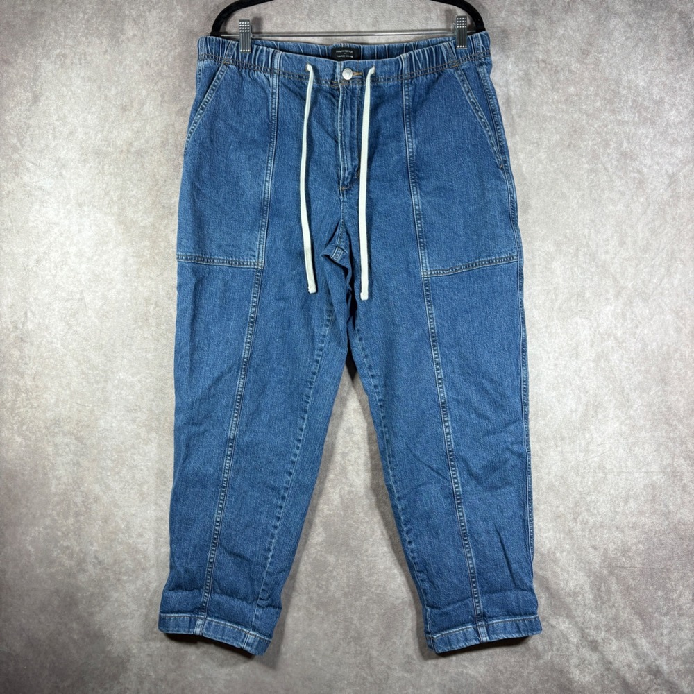 Banana Republic Joggers Womens Large Blue Tapered Pull Medium Wash Denim Casual